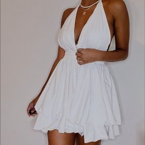 White Halter Mini Dress
